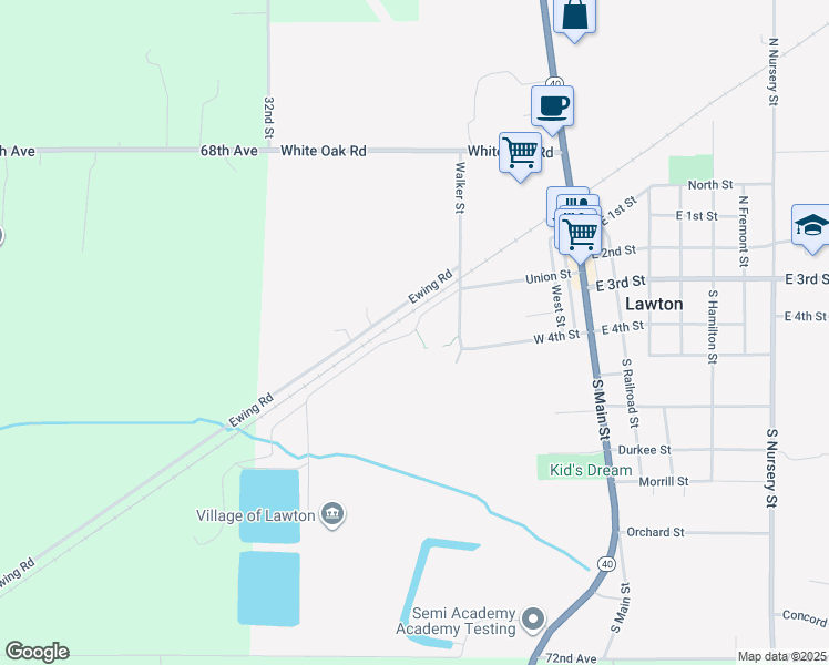 map of restaurants, bars, coffee shops, grocery stores, and more near Union Street in Lawton