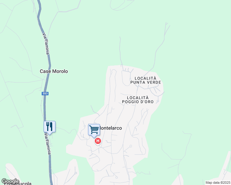 map of restaurants, bars, coffee shops, grocery stores, and more near 88 Via dell'Orsa Maggiore in Montelarco