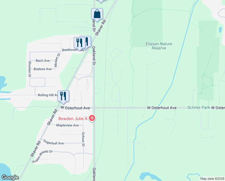 map of restaurants, bars, coffee shops, grocery stores, and more near 1800 West Osterhout Avenue in Portage
