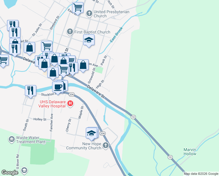 map of restaurants, bars, coffee shops, grocery stores, and more near 19 Harby Street in Walton