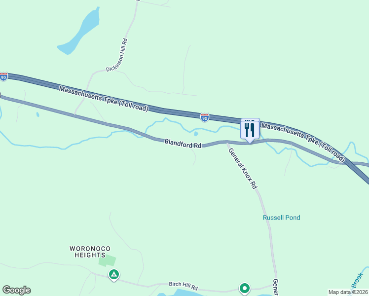 map of restaurants, bars, coffee shops, grocery stores, and more near 965 Blandford Road in Russell