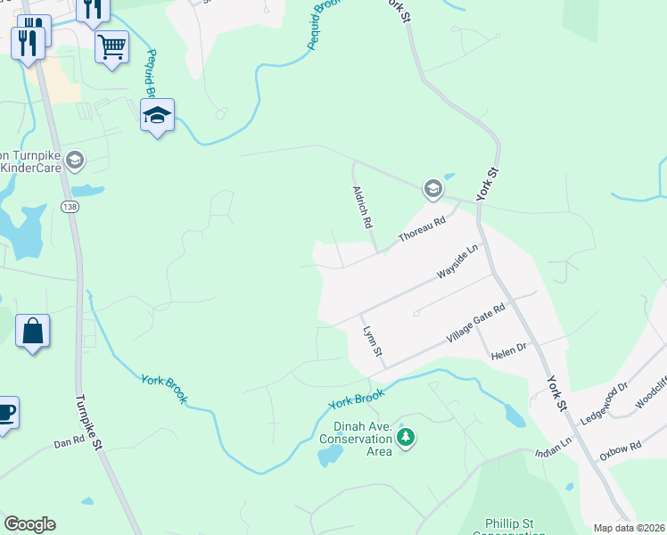 map of restaurants, bars, coffee shops, grocery stores, and more near 10 Emerson Road in Canton