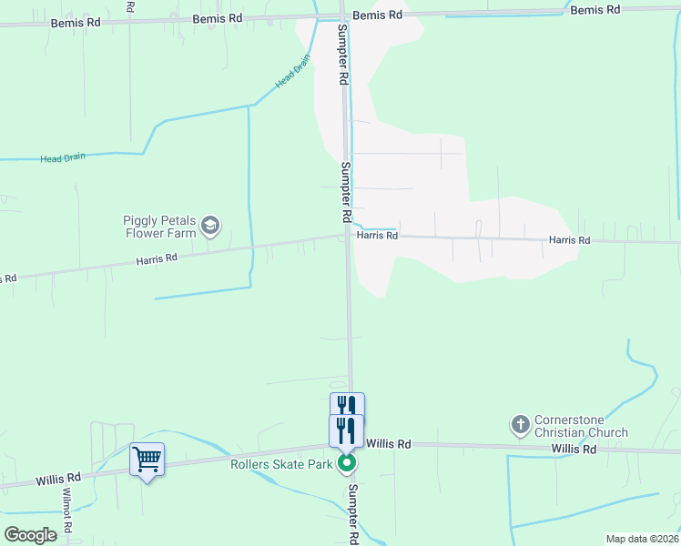 map of restaurants, bars, coffee shops, grocery stores, and more near 18762 Sumpter Road in Belleville