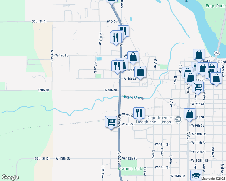 map of restaurants, bars, coffee shops, grocery stores, and more near 1314 West 5th Street in Vinton