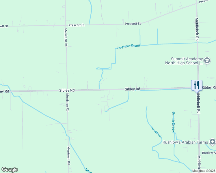 map of restaurants, bars, coffee shops, grocery stores, and more near 30706 Sibley Road in Romulus