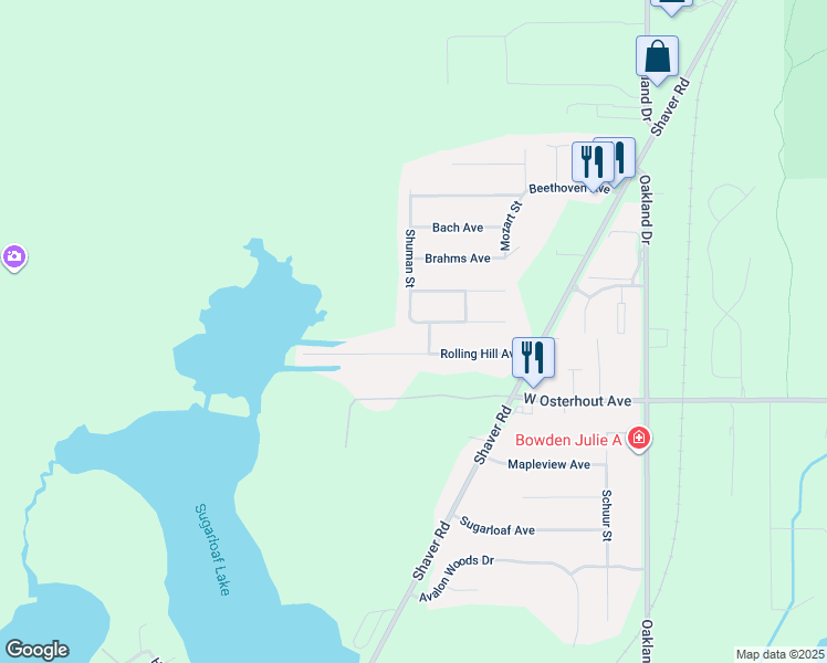 map of restaurants, bars, coffee shops, grocery stores, and more near 10356 Shuman Street in Portage