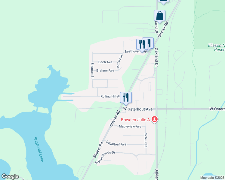 map of restaurants, bars, coffee shops, grocery stores, and more near 2615 Chestnut Ridge Avenue in Portage