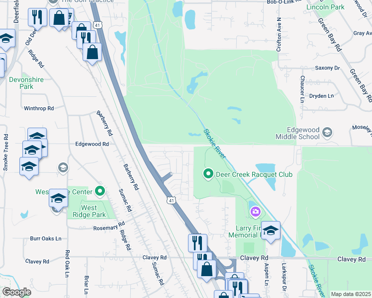 map of restaurants, bars, coffee shops, grocery stores, and more near 755 Orleans Drive in Highland Park