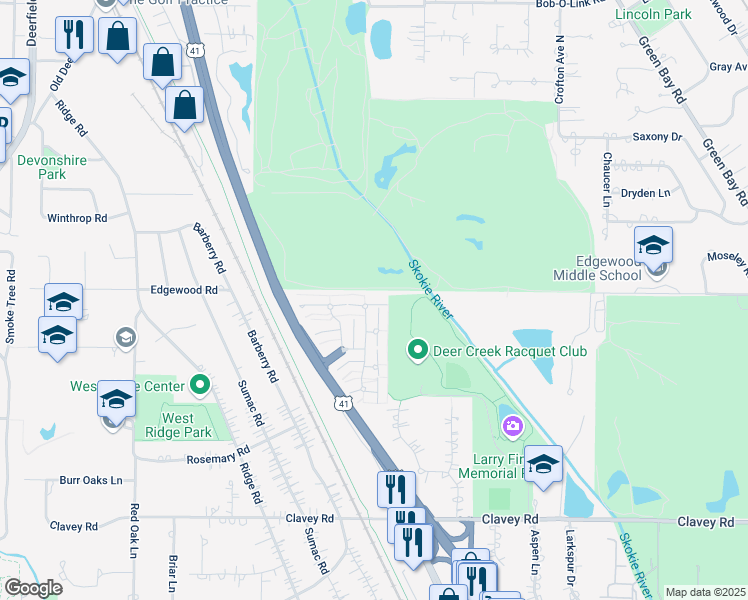 map of restaurants, bars, coffee shops, grocery stores, and more near 755 Orleans Drive in Highland Park