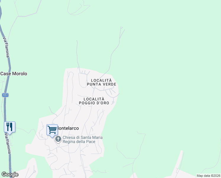 map of restaurants, bars, coffee shops, grocery stores, and more near 14 Via delle Magnolie in Montelarco
