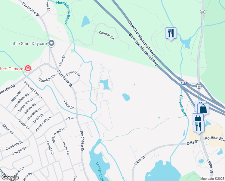 map of restaurants, bars, coffee shops, grocery stores, and more near 9 Governors Way in Milford