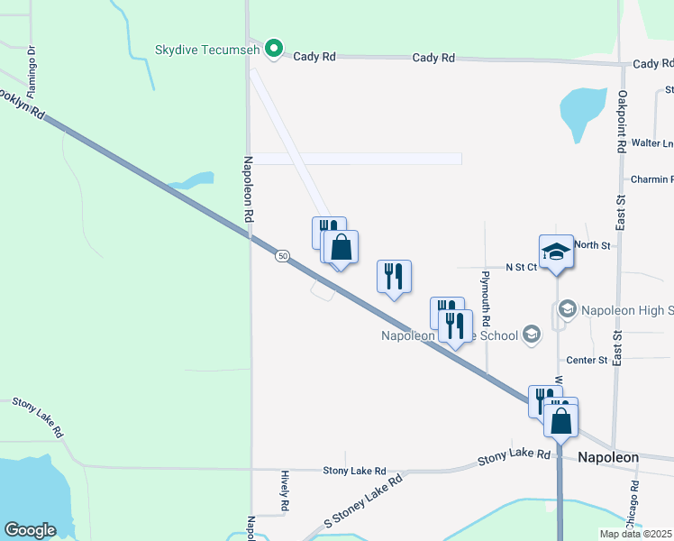 map of restaurants, bars, coffee shops, grocery stores, and more near 6604 Brooklyn Road in Jackson