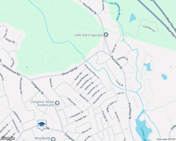 map of restaurants, bars, coffee shops, grocery stores, and more near 3 Brookfield Road in Milford