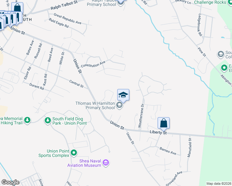 map of restaurants, bars, coffee shops, grocery stores, and more near 72 Lintric Drive in Weymouth