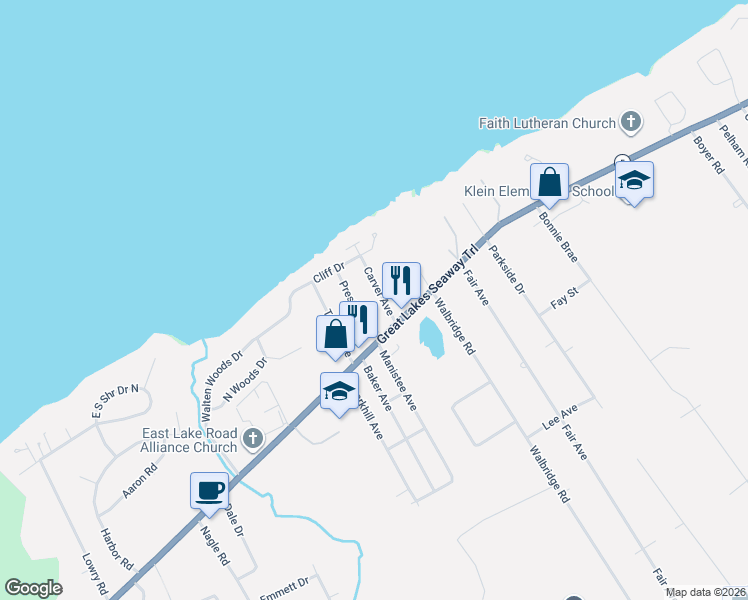 map of restaurants, bars, coffee shops, grocery stores, and more near 125 Carver Ave in Erie