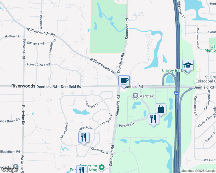 map of restaurants, bars, coffee shops, grocery stores, and more near in Deerfield