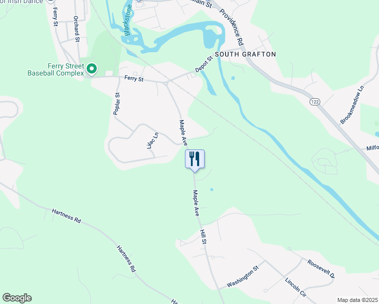 map of restaurants, bars, coffee shops, grocery stores, and more near Maple Avenue in Northbridge
