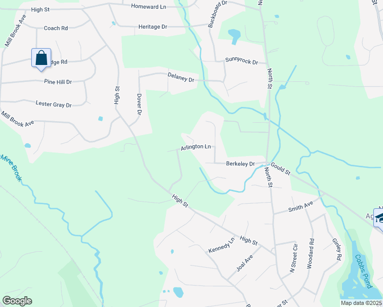 map of restaurants, bars, coffee shops, grocery stores, and more near 8 Arlington Lane in Walpole