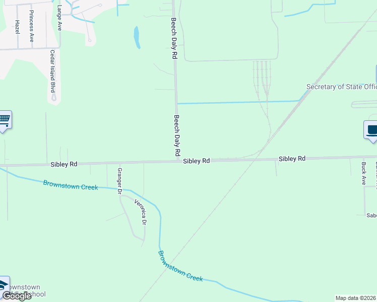 map of restaurants, bars, coffee shops, grocery stores, and more near 18537-19001 South Beech Daly Road in Brownstown Charter Township