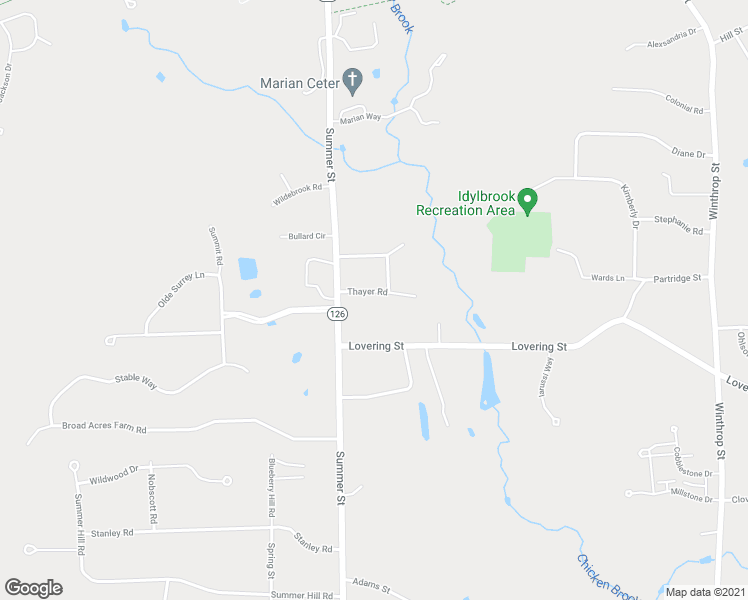 map of restaurants, bars, coffee shops, grocery stores, and more near 4 Thayer Road in Medway