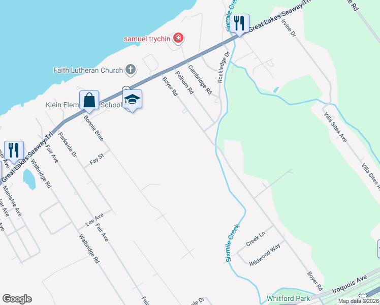 map of restaurants, bars, coffee shops, grocery stores, and more near 620 Boyer Rd in Erie