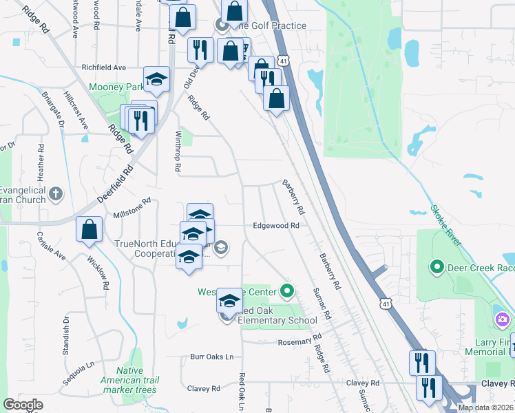 map of restaurants, bars, coffee shops, grocery stores, and more near 846 Virginia Road in Highland Park