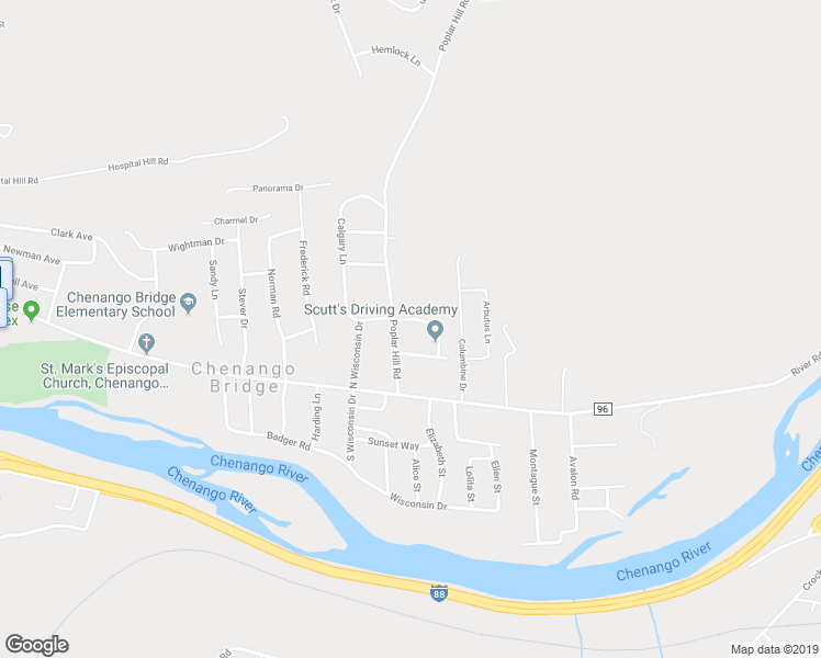 map of restaurants, bars, coffee shops, grocery stores, and more near 4 Hodge Avenue in Binghamton