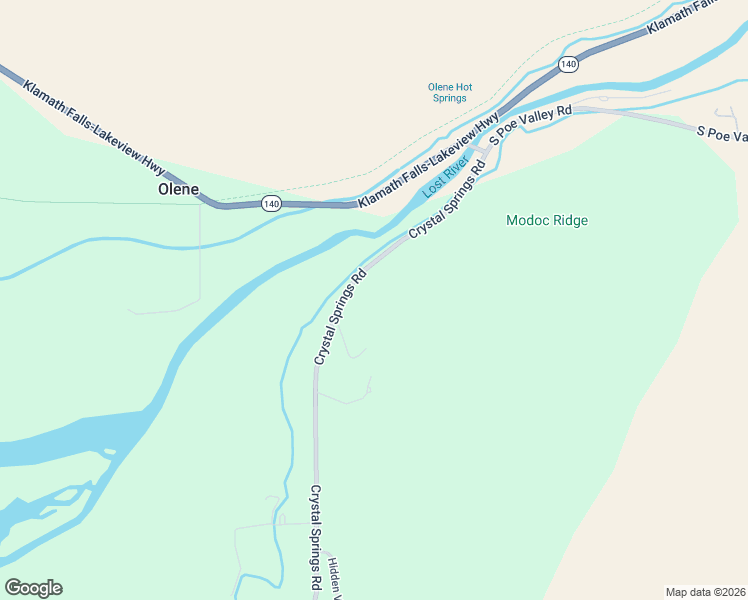 map of restaurants, bars, coffee shops, grocery stores, and more near 13589 Crystal Springs Road in Klamath Falls