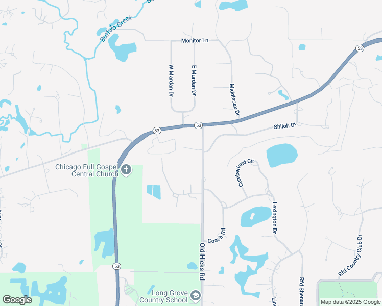 map of restaurants, bars, coffee shops, grocery stores, and more near 2304 Old Hicks Road in Palatine