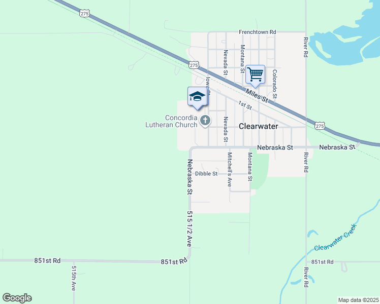 map of restaurants, bars, coffee shops, grocery stores, and more near 515 1/2 Avenue in Clearwater