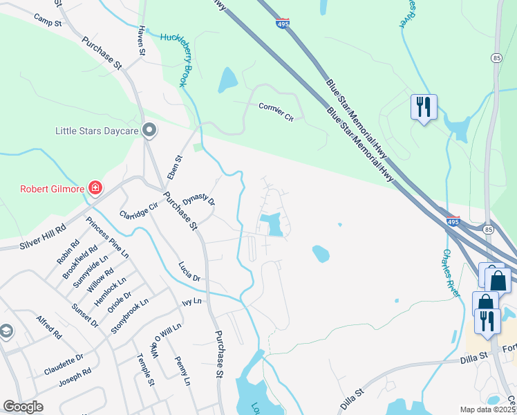 map of restaurants, bars, coffee shops, grocery stores, and more near 27 Governors Way in Milford