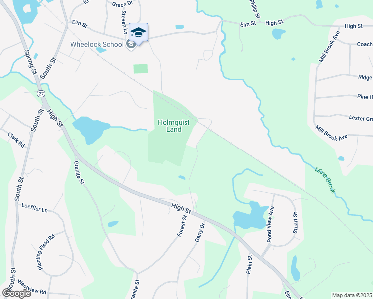 map of restaurants, bars, coffee shops, grocery stores, and more near High Street in Medfield