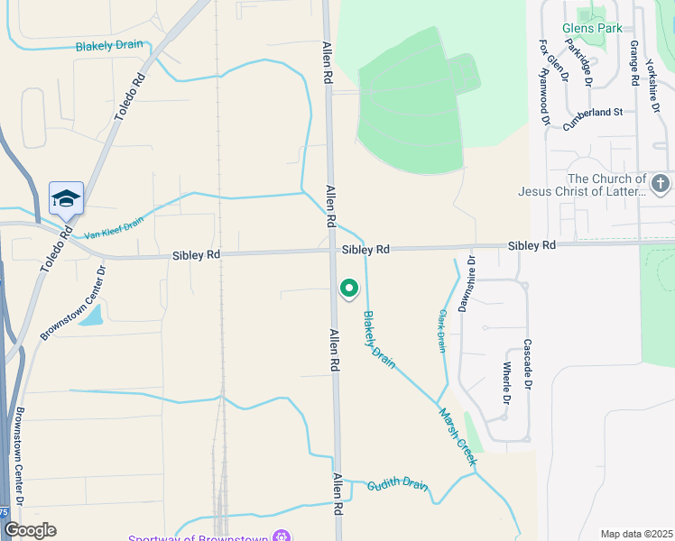 map of restaurants, bars, coffee shops, grocery stores, and more near 19022 Allen Road in Brownstown Charter Township