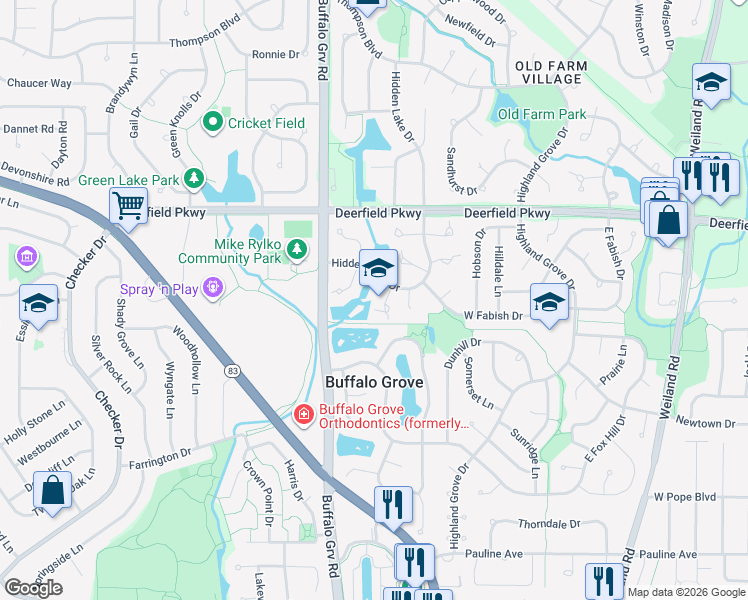 map of restaurants, bars, coffee shops, grocery stores, and more near in Buffalo Grove