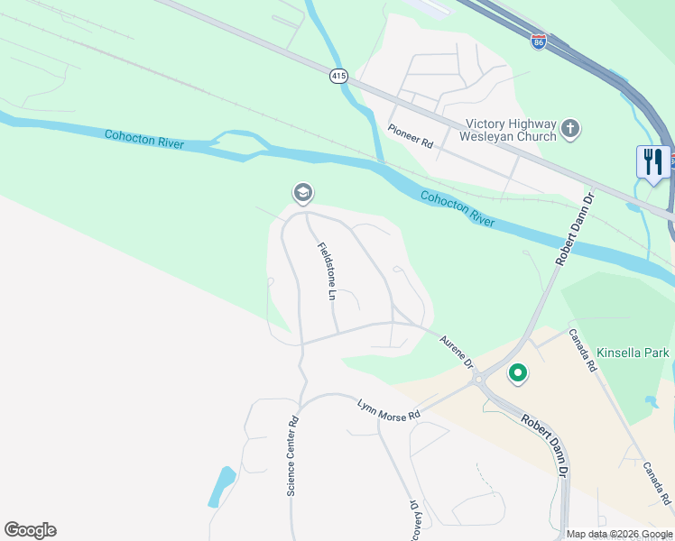 map of restaurants, bars, coffee shops, grocery stores, and more near 3416 Fieldstone Lane in Painted Post