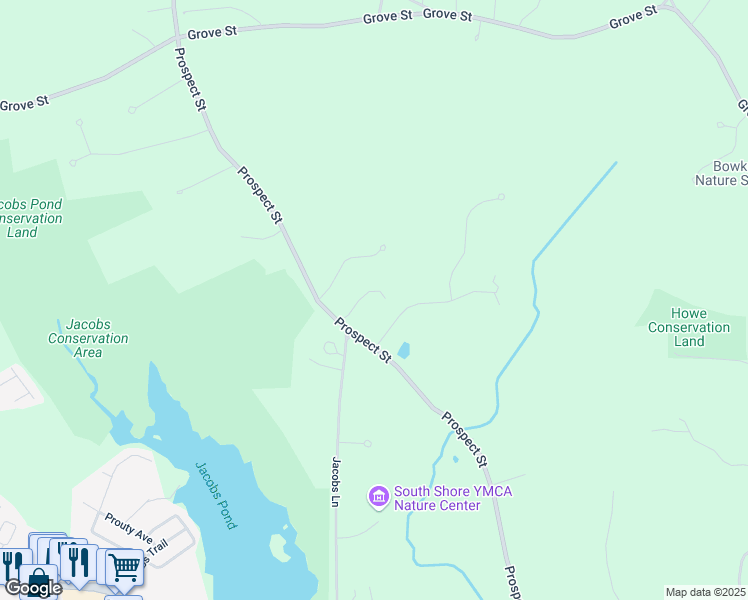 map of restaurants, bars, coffee shops, grocery stores, and more near 34 Captain Joshua Lane in Norwell