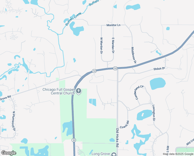 map of restaurants, bars, coffee shops, grocery stores, and more near 2300 Illinois 53 in Long Grove