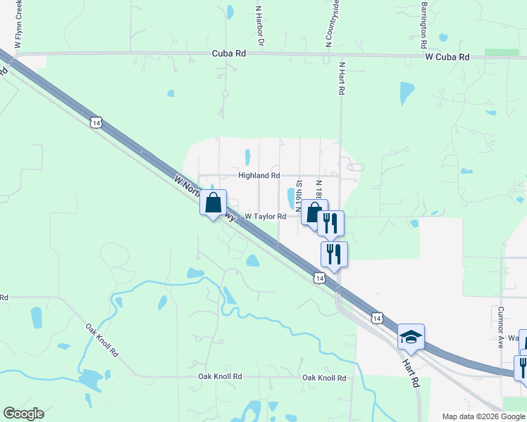 map of restaurants, bars, coffee shops, grocery stores, and more near 21021 North 21st Street in Barrington