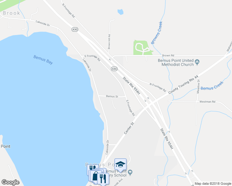 map of restaurants, bars, coffee shops, grocery stores, and more near 19 Bemus Street in Bemus Point