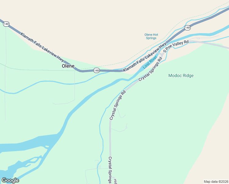 map of restaurants, bars, coffee shops, grocery stores, and more near 13370 Crystal Springs Road in Klamath Falls