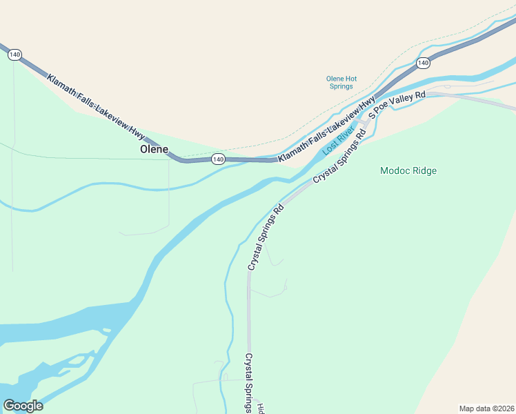 map of restaurants, bars, coffee shops, grocery stores, and more near 13370 Crystal Springs Road in Klamath Falls