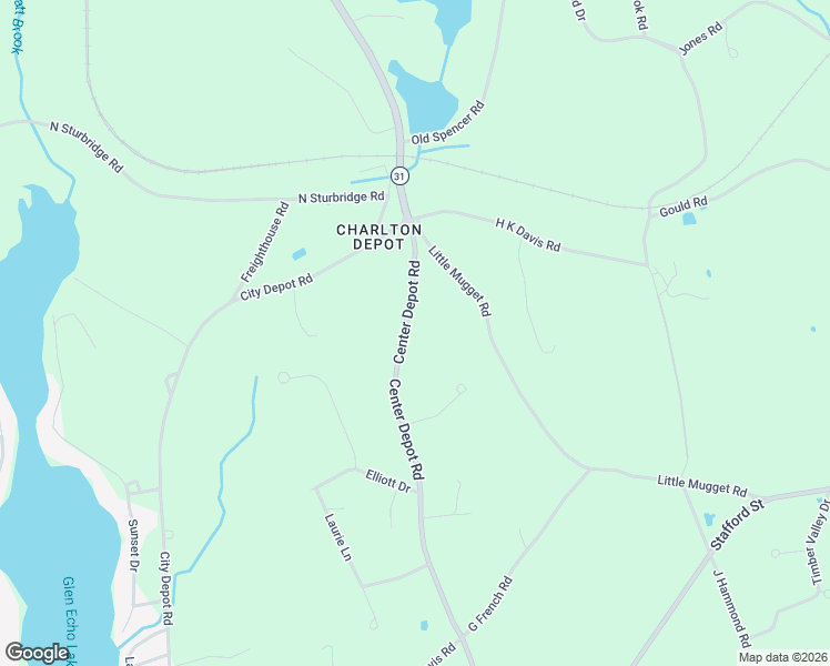 map of restaurants, bars, coffee shops, grocery stores, and more near 192 Center Depot Road in Charlton