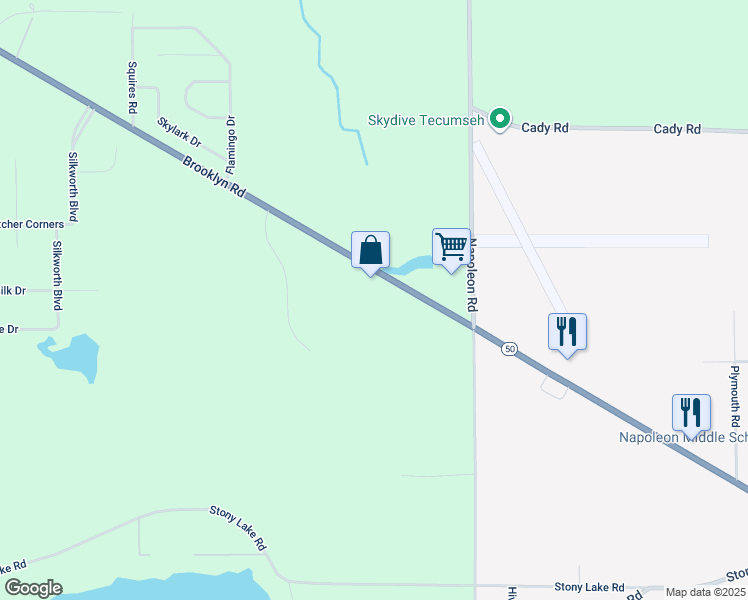 map of restaurants, bars, coffee shops, grocery stores, and more near 6623 Brooklyn Road in Jackson