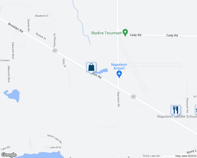 map of restaurants, bars, coffee shops, grocery stores, and more near 6623 Brooklyn Road in Jackson