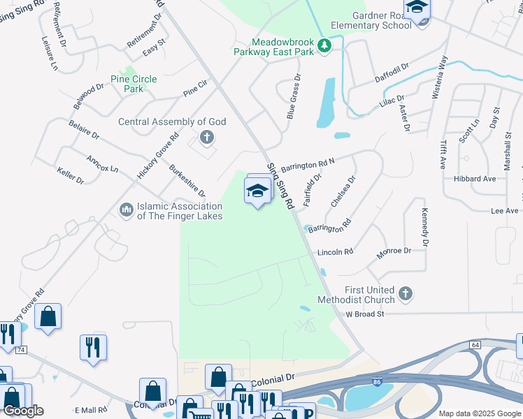 map of restaurants, bars, coffee shops, grocery stores, and more near 950 Sing Sing Road in Horseheads