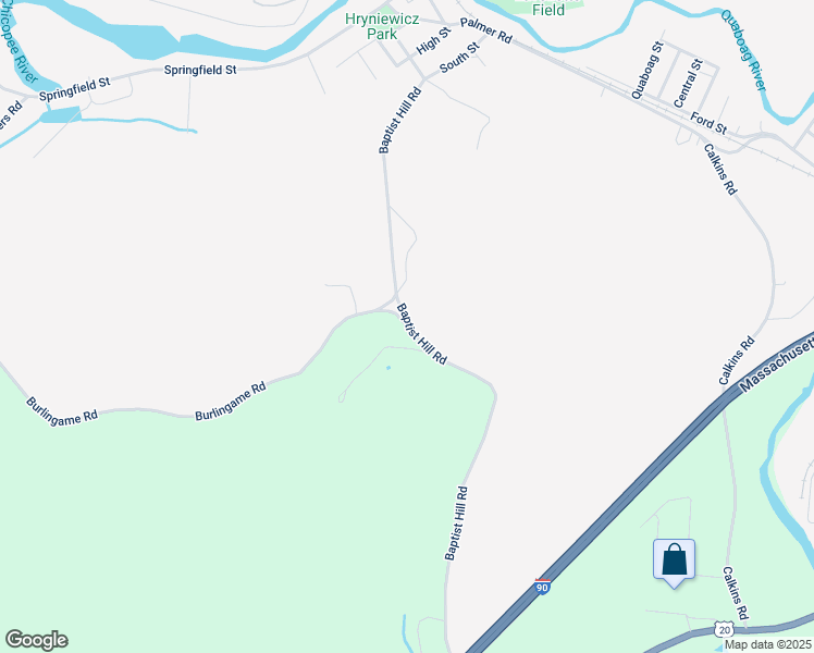 map of restaurants, bars, coffee shops, grocery stores, and more near 2 Burlingame Road in Palmer
