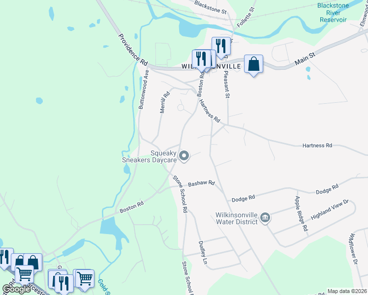map of restaurants, bars, coffee shops, grocery stores, and more near 41 Boston Road in Sutton