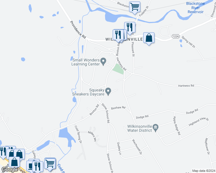 map of restaurants, bars, coffee shops, grocery stores, and more near 41 Boston Road in Sutton