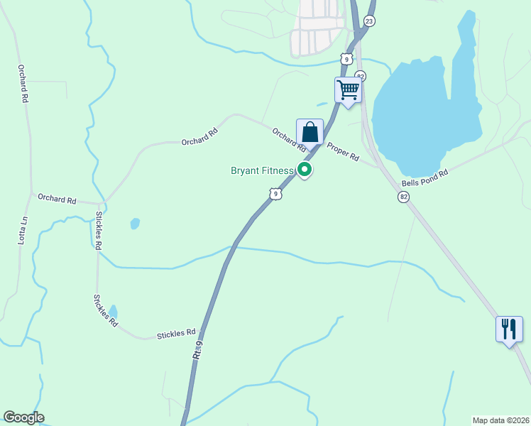 map of restaurants, bars, coffee shops, grocery stores, and more near 3298 U.S. 9 in Hudson