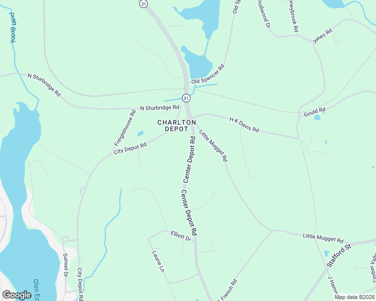 map of restaurants, bars, coffee shops, grocery stores, and more near 203 Center Depot Road in Charlton